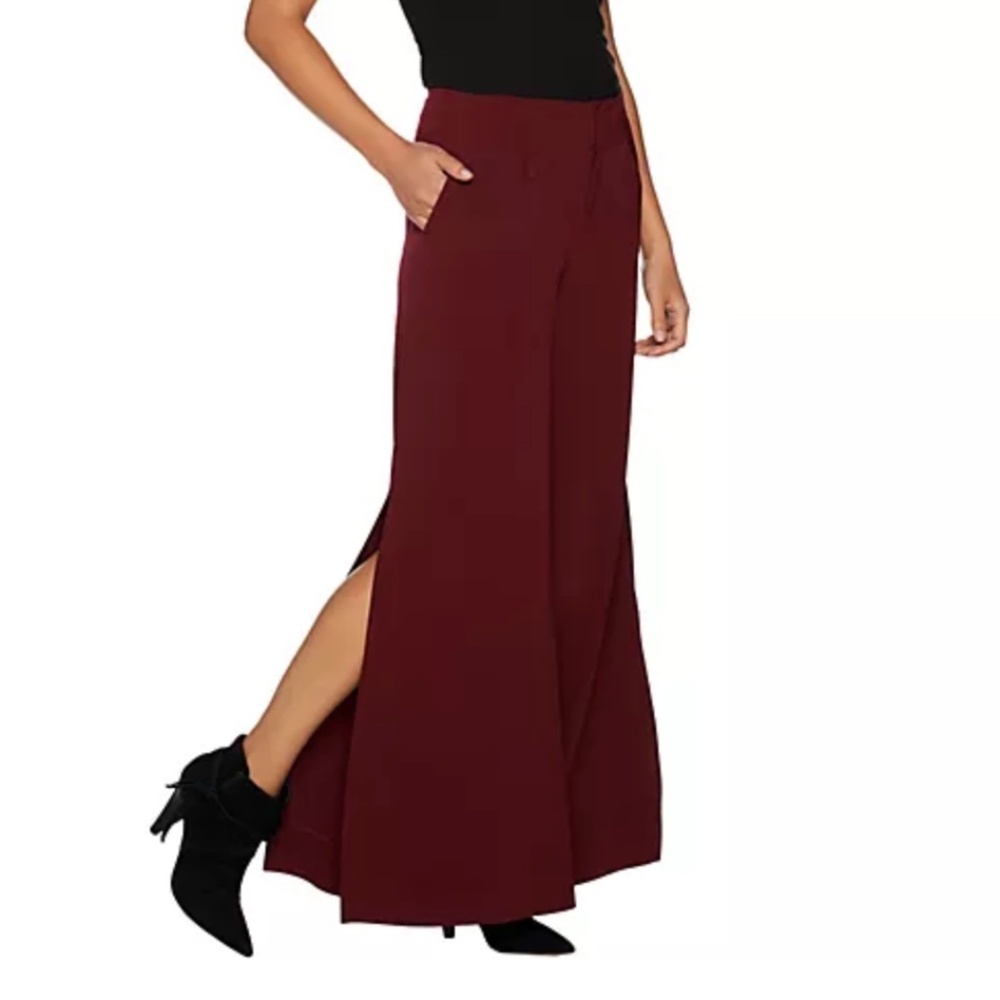 Peace Love World Palazzo Pants with Side Slits Merlot SZ 14